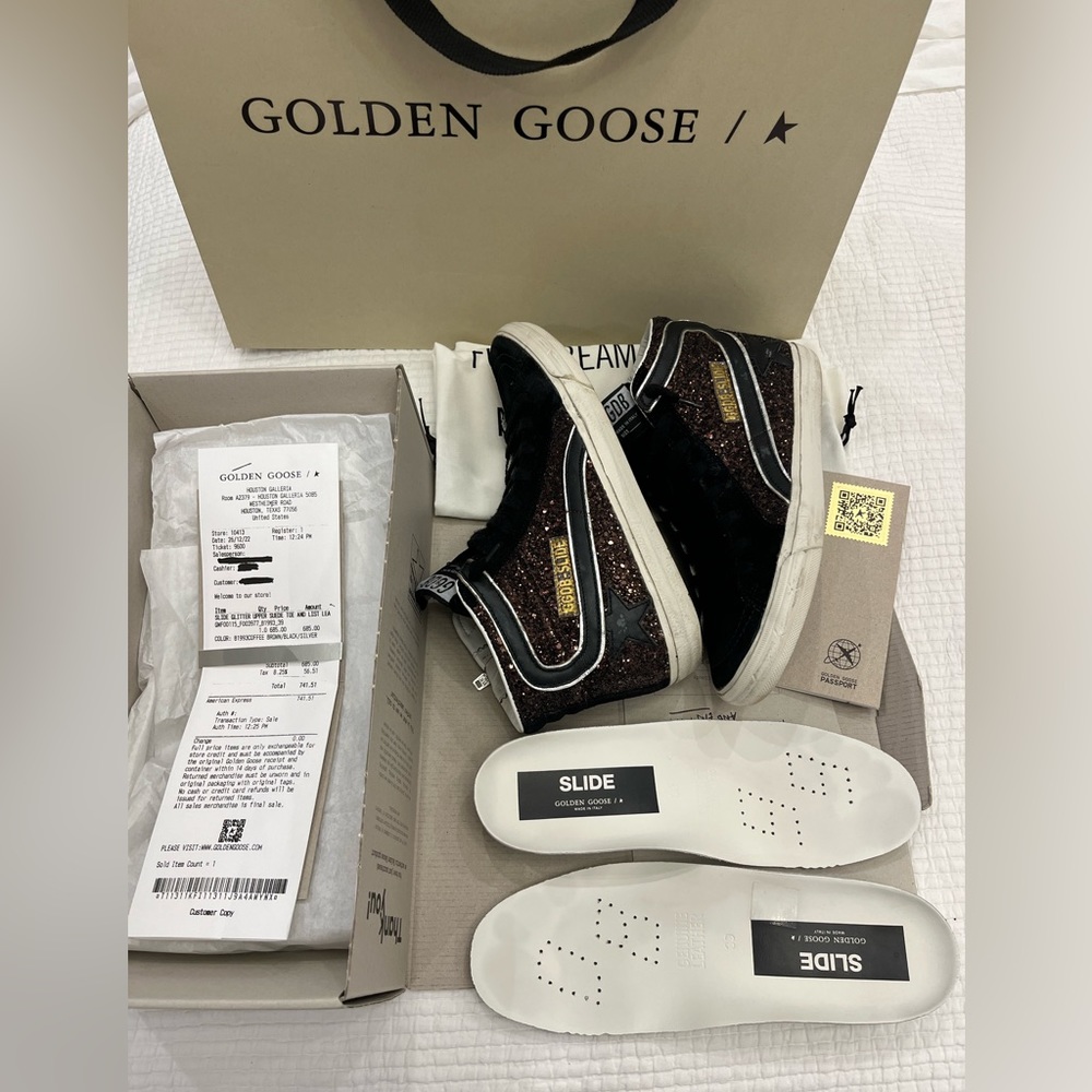 Golden Goose Slide high tops 39 black suede & glitter